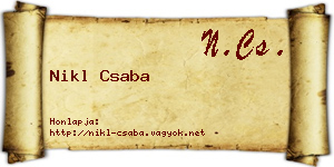 Nikl Csaba névjegykártya
